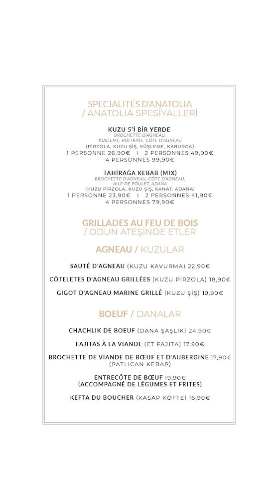 Anatolia Steakhouse Nogent-sur-Oise - Menu Image 1
